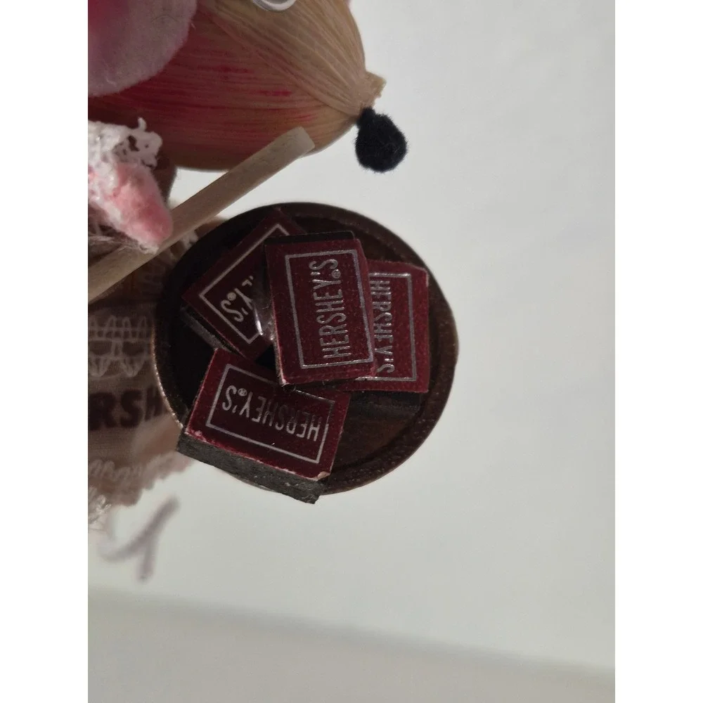 Vtg Kurt Adler Hershey's Mouse Baker Christmas Ornament Corn Husk Chef Chocolate